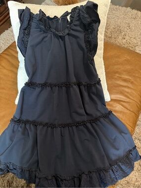 sundays Navy Ruffle Tiered Girls' Dress